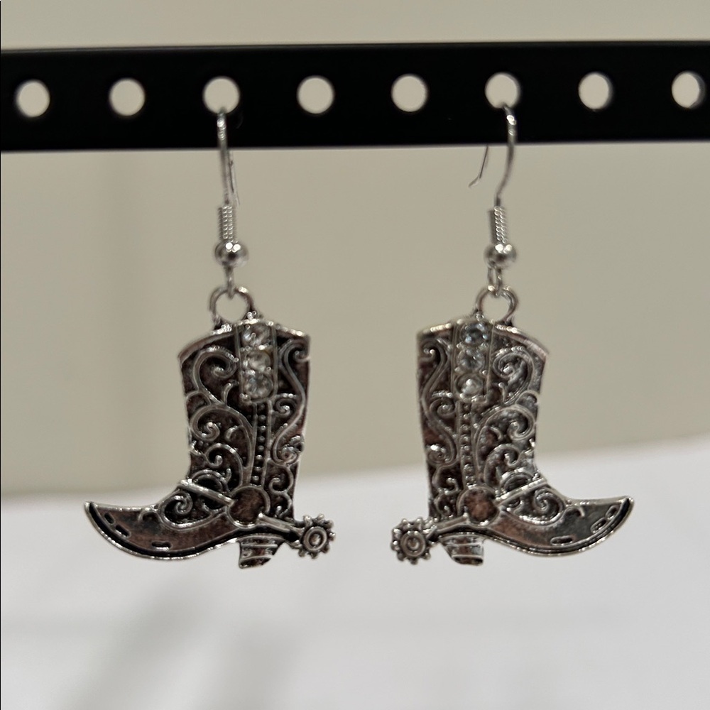 Silver Boot Earrings